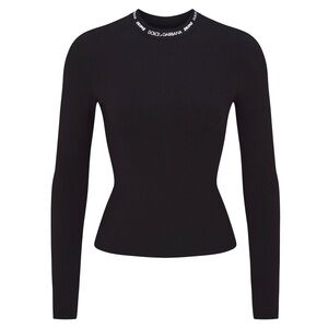 NEW SKIMS X DOLCE&GABBANA COTTON JERSEY LONG SLEEVE T-SHIRT - BLACK - SMALL